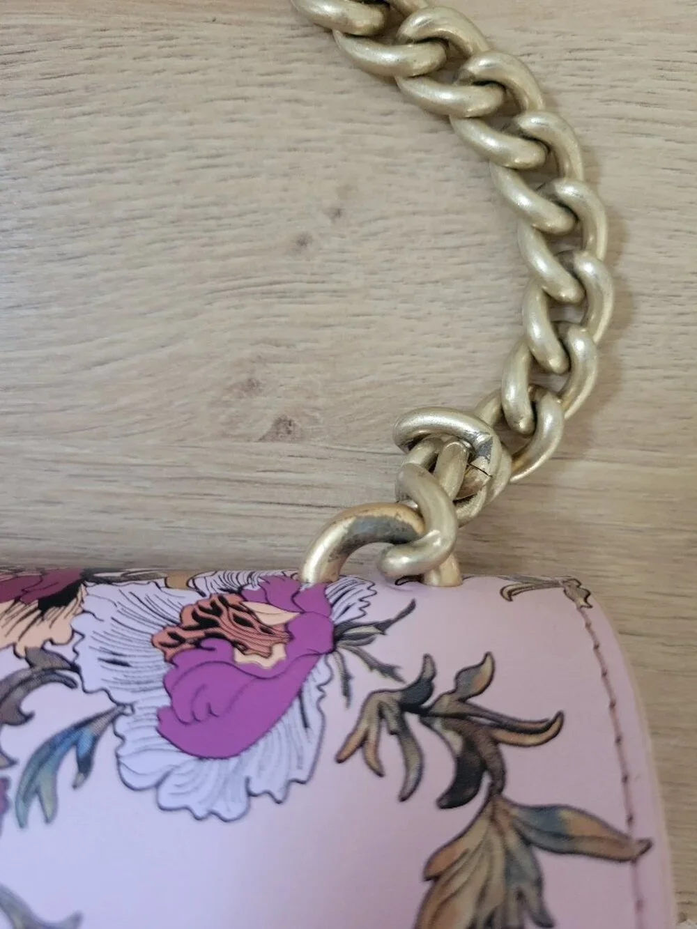 PINKO Love Me Tender Floral Crossbody Bag Pink Gold Chain Shoulder Purse
